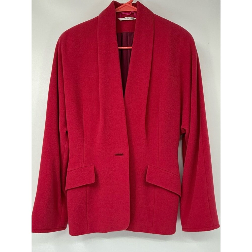 MaxMara Vintage Bright Raspberry Cashmere Blazer Size 10